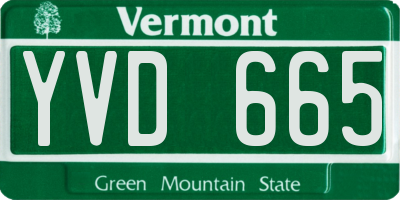 VT license plate YVD665