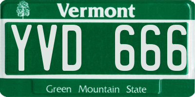 VT license plate YVD666