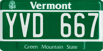 VT license plate YVD667