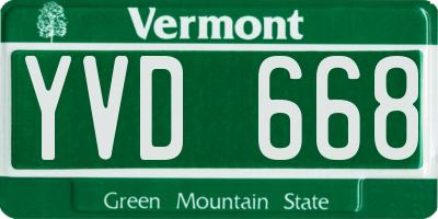 VT license plate YVD668