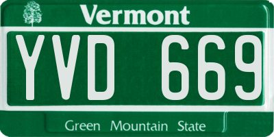 VT license plate YVD669
