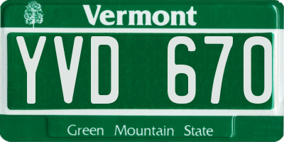 VT license plate YVD670