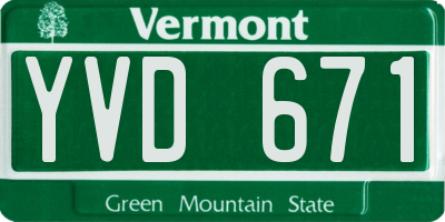 VT license plate YVD671
