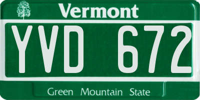 VT license plate YVD672
