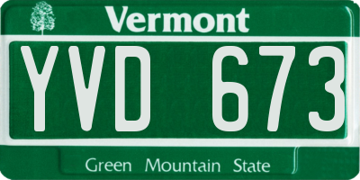 VT license plate YVD673