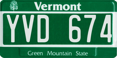 VT license plate YVD674