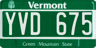 VT license plate YVD675