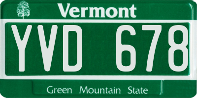 VT license plate YVD678