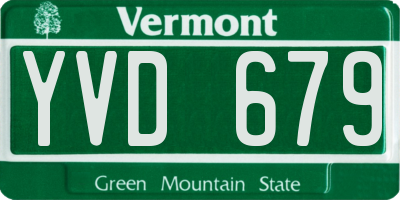 VT license plate YVD679