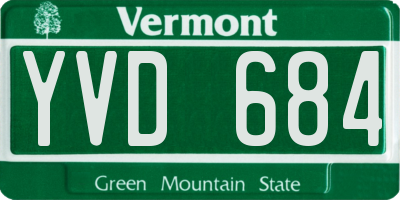 VT license plate YVD684