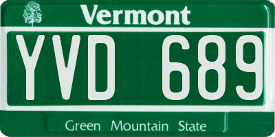 VT license plate YVD689