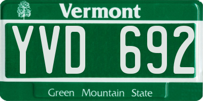 VT license plate YVD692