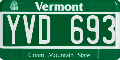 VT license plate YVD693