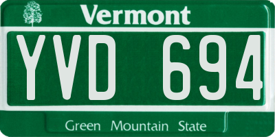 VT license plate YVD694