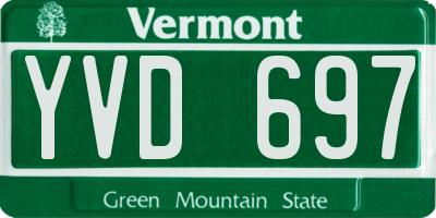 VT license plate YVD697