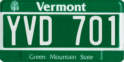 VT license plate YVD701