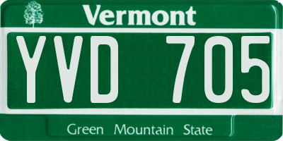 VT license plate YVD705