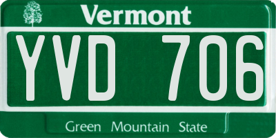 VT license plate YVD706