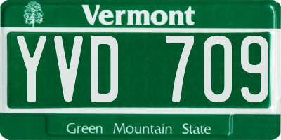VT license plate YVD709