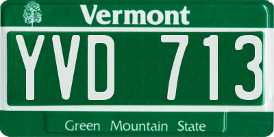 VT license plate YVD713