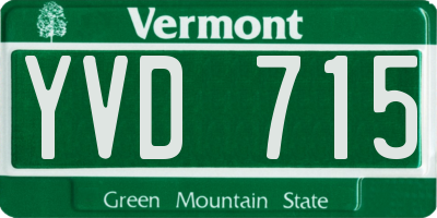 VT license plate YVD715