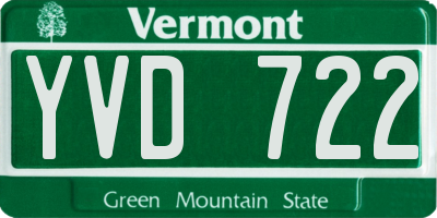 VT license plate YVD722
