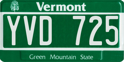 VT license plate YVD725