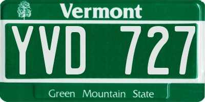 VT license plate YVD727