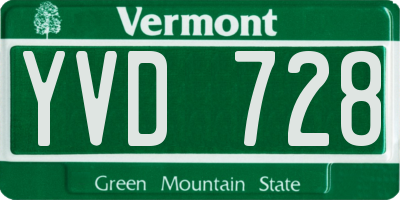 VT license plate YVD728