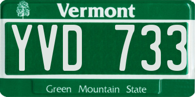 VT license plate YVD733