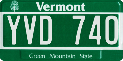 VT license plate YVD740