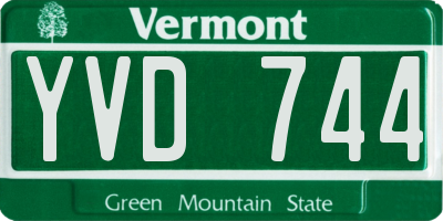 VT license plate YVD744