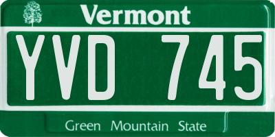 VT license plate YVD745