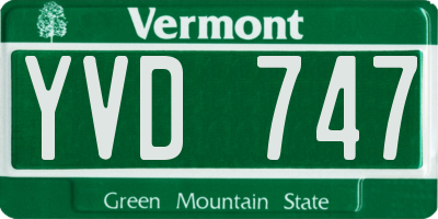 VT license plate YVD747