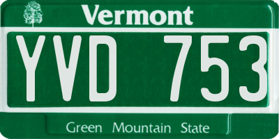 VT license plate YVD753