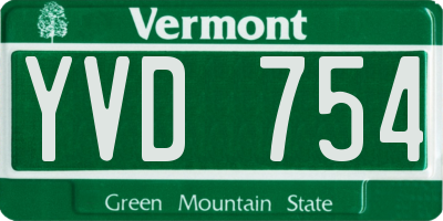 VT license plate YVD754
