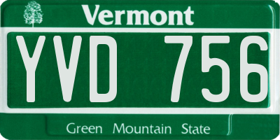 VT license plate YVD756
