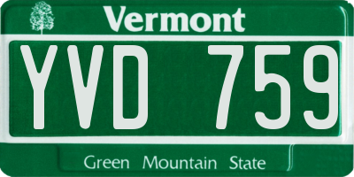 VT license plate YVD759