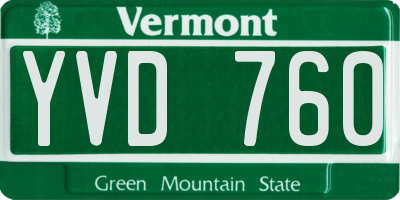 VT license plate YVD760