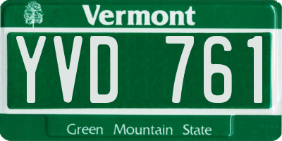 VT license plate YVD761