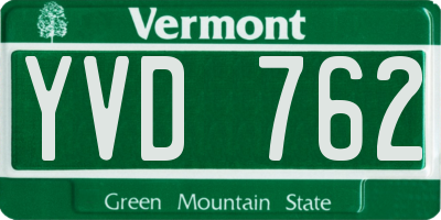 VT license plate YVD762