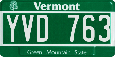 VT license plate YVD763