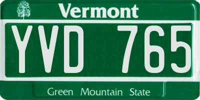 VT license plate YVD765