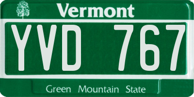 VT license plate YVD767