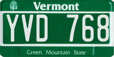 VT license plate YVD768