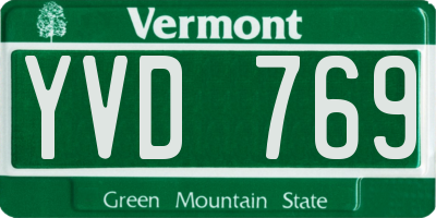 VT license plate YVD769