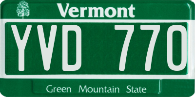 VT license plate YVD770