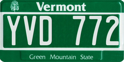 VT license plate YVD772