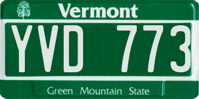 VT license plate YVD773