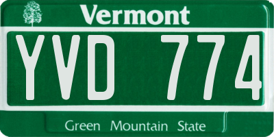 VT license plate YVD774